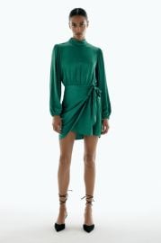 MOCK NECK SATIN EFFECT DRESS - Green United States at Zara