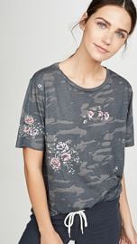 MONROW Camo Oversized Crew Tee with Floral at Shopbop