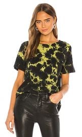 MONROW Oversized Crew Tee With Black Out Tie Dye in Citron from Revolve com at Revolve