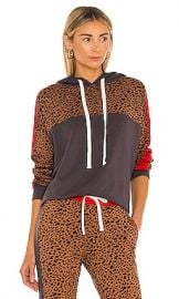 MONROW Supersoft Fleece Print Block Pullover Hoody in Leopard  amp  Faded Black from Revolve com at Revolve