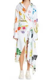 MONSE Cascade Floral Handkerchief Hem Stretch Poplin Shirtdress at Nordstrom