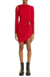 MONSE Gathered Keyhole Cutout Long Sleeve Tulip Dress at Nordstrom