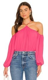 MORE TO COME Sidney Off Shoulder Bodysuit in Hot Pink at Revolve