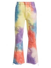 MOTHER - Hustler High-Rise Ankle Crop Fray Rainbow Tie Dye Jeans at Saks Fifth Avenue