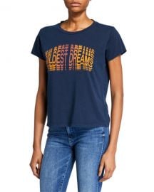 MOTHER Goodie Goodie Short-Sleeve Boxy Cotton Tee w  Embroidery at Neiman Marcus