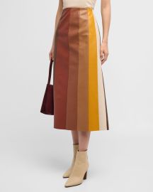 MOTHER The Bits and Pieces Faux-Leather Midi Skirt at Neiman Marcus