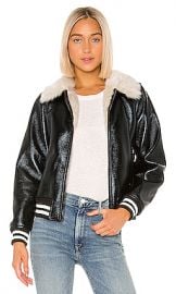 MOTHER The Faux Fur  amp  Vegan Leather Moto Jacket in Whiskey Lullaby from Revolve com at Revolve