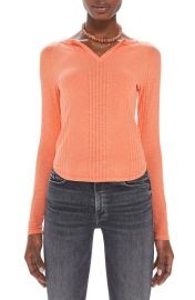 MOTHER The Split Ribbed Split Neck Top at Nordstrom