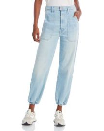 MOTHER The Wrapper Patch Springy Cotton Blend High Rise Straight Leg Jeans in Chill Pill Bloomingdales at Bloomingdales