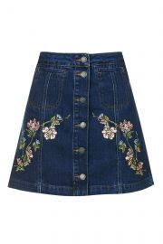 MOTO Floral Embroidered Skirt at Topshop