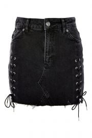 MOTO Lace Up Denim Mini Skirt at Topshop