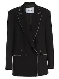 MSGM - Rhinestone Trim Double Breasted Blazer at Saks Fifth Avenue