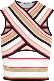 MSGM  Cropped striped cotton-blend top at Net A Porter