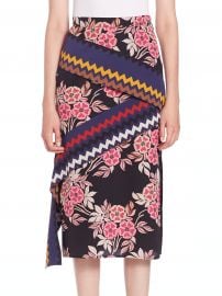 MSGM  Floral Chevron Midi Skirt at Saks Fifth Avenue