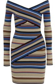 MSGM  Striped stretch cotton-blend mini dress at Net A Porter