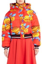 MSGM Floral Print Crop Puffer Jacket at Nordstrom