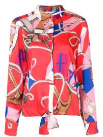 MSGM Knot Detail Nautical Print Shirt - Farfetch at Farfetch