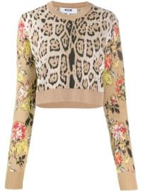 MSGM Leopard Print Cropped Sweater - Farfetch at Farfetch