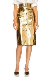 MSGM Long Metallic Skirt in Gold   FWRD at Forward