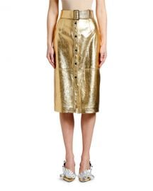 MSGM Metallic Belted Midi Skirt at Neiman Marcus