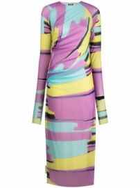 MSGM Printed Ruched Maxi Dress - at Farfetch