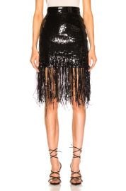 MSGM Sequined Fringe Skirt in Black   FWRD at Forward