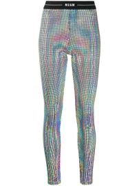 MSGM Silver Holographic Sequin Pants at Farfetch