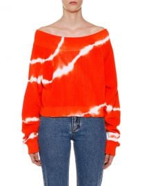 MSGM Tie-Dye Off-the-Shoulder Long-Sleeve Sweater at Neiman Marcus