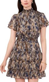 MSK Smocked Waist Flutter Sleeve Tiered Dress at Macys