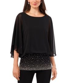 MSK Womens Beaded-Band Blouson-Overlay 34-Sleeve Top - Macys at Macys