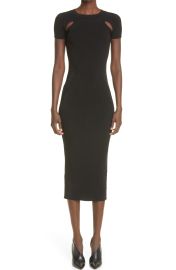 MUGLER Cutout Ribbed Body-Con Midi Dress in Black at Nordstrom