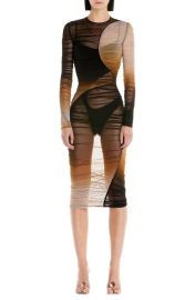 MUGLER DégradLong Sleeve Sheer Mesh Body-Con Dress at Nordstrom