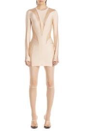 MUGLER Spiral Long Sleeve Cutout Illusion Panel Dress at Nordstrom