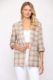 MULTI COLORED PLAID TAB SLEEVE BLAZER A La Mode at I Love LA Mode