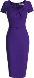 MUXXN Women s 1950s Vintage Short Sleeve Pleated Pencil Dress at Amazon