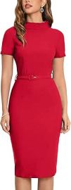 MUXXN Womenx27s Retro Midi Short Sleeve Pencil Knee-Length Vintage Cocktail Office Business Work Dress at Womens Clothing store at Amazon