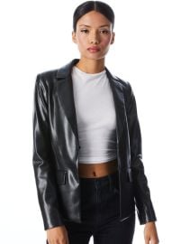 MYA VEGAN LEATHER NOTCH COLLAR BLAZER at Alice + Olivia