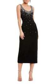 Mac Duggal Beaded Crepe Scoop Neck Sleeveless Midi Dress at Nordstrom