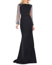 Mac Duggal Chain-Sleeve Column Gown at Neiman Marcus