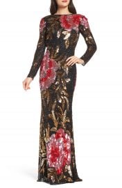 Mac Duggal Drape Back Floral Sequin Gown at Nordstrom