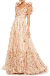 Mac Duggal Floral Chiffon Cutout Ballgown at Nordstrom