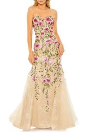 Mac Duggal Floral Embroidered Strapless Mermaid Gown at Nordstrom