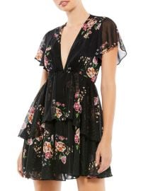 Mac Duggal Ieena Floral Chiffon Mini Dress at Saks Off 5th