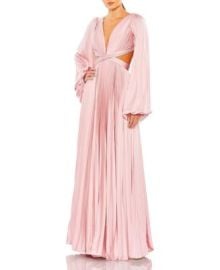 Mac Duggal Long Sleeve Pleated Charmeuse Cut Out Gown Bloomingdales at Bloomingdales