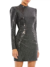 Mac Duggal Metallic Mock Turtleneck Minidress at Saks Fifth Avenue