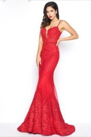 Mac Duggal Plunging Sweetheart Lace Mermaid Gown at Couture Candy