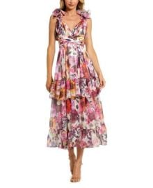 Mac Duggal Ruffle Tiered Cut-Out Floral Chiffon Dress Bloomingdales at Bloomingdales