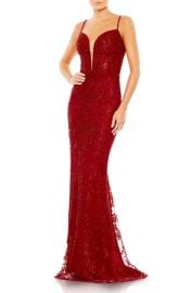 Mac Duggal Sequin Floral Plunge Neck Sheath Gown at Nordstrom