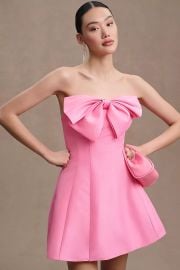 Mac Duggal Strapless A Line Bow Mini Dress at Anthropologie