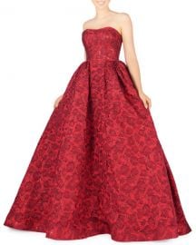 Mac Duggal Strapless Embossed Metallic Brocade Ball Gown at Neiman Marcus